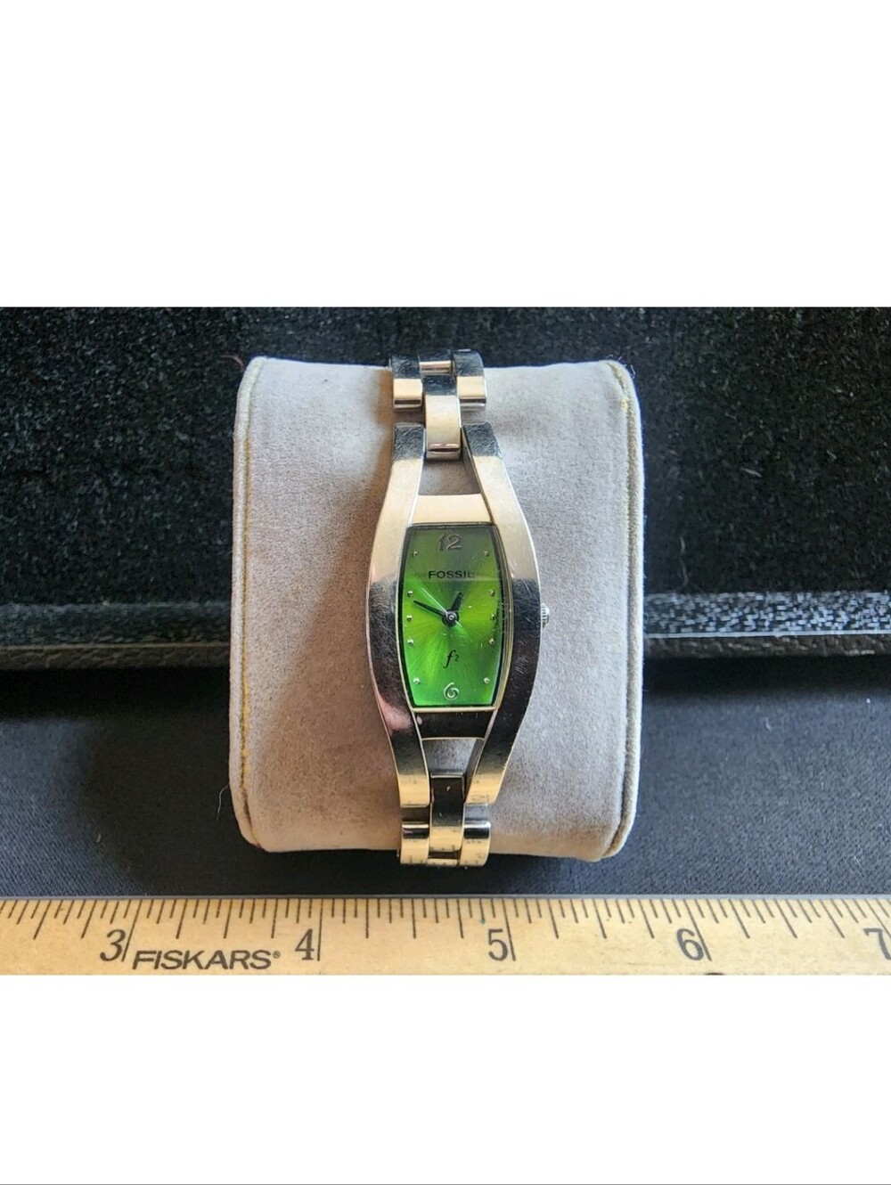 Fossil F2 Watch ES-9385 Women's Used Radiant Green Dial New Battery Works Runs